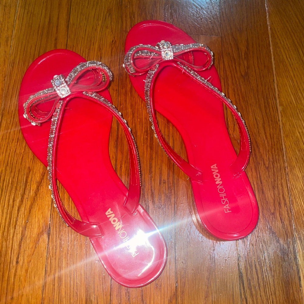 Fashion Nova Red Jelly Sandals
